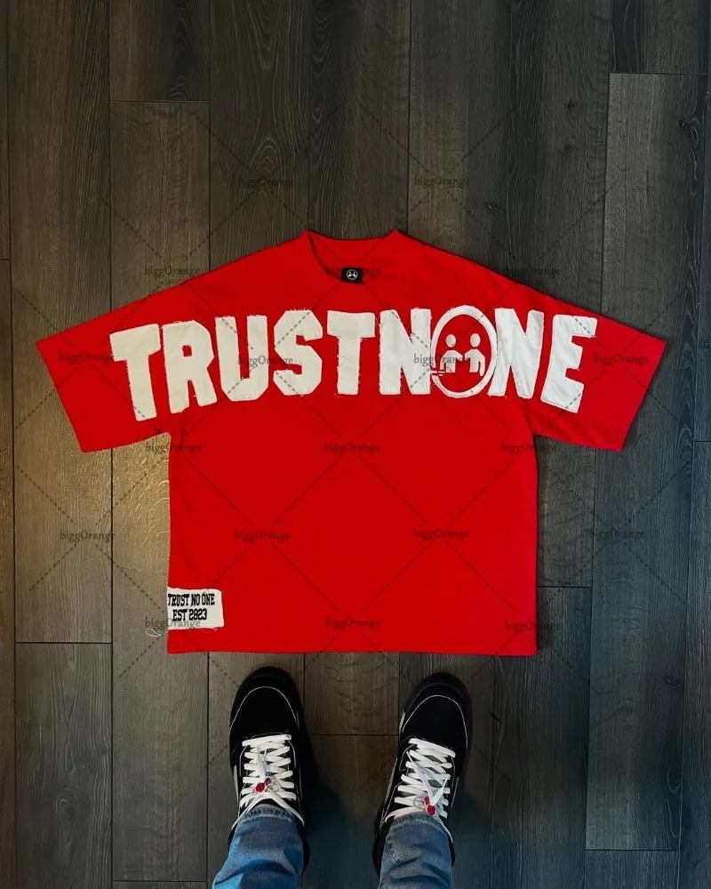 Harajuku Retro Oversized Cotton Round Neck Letter T-shirt Men Y2k Summer Casual Fashion Goth Punk Hip-hop Streetwear Women 250617