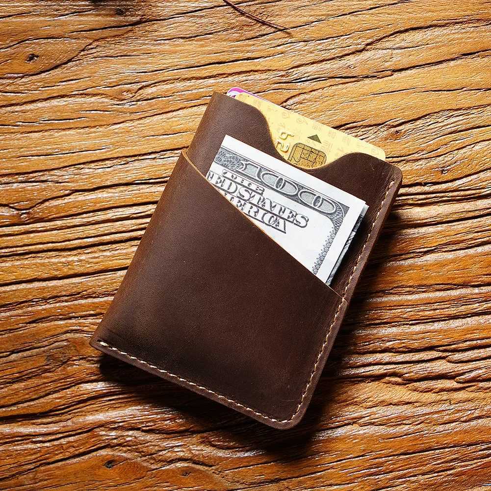 100% Genuine Leather Card Holder Men Leather Case Small Women ID Holder Cover Z250621