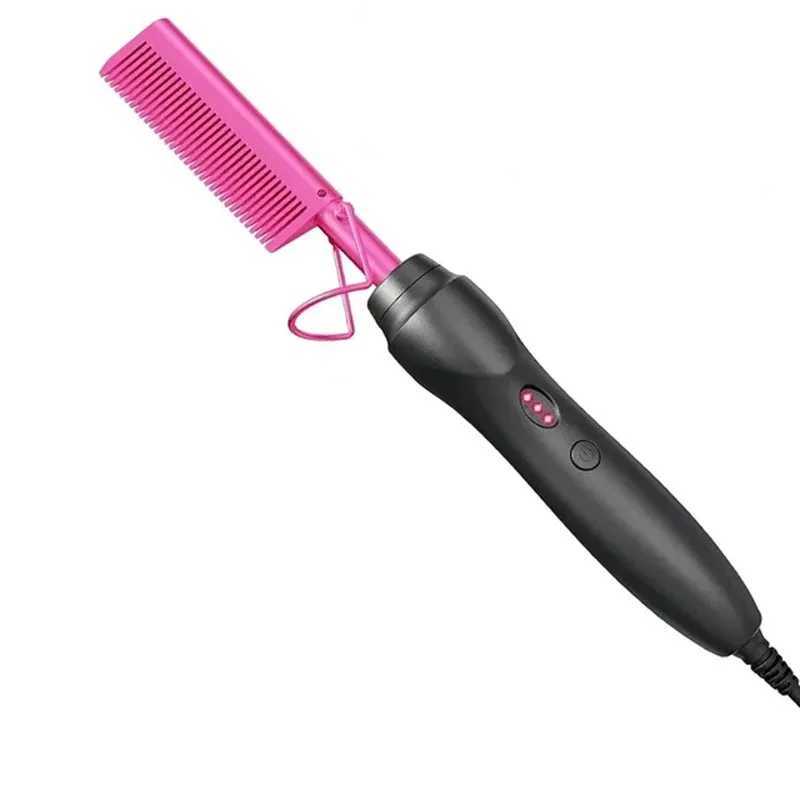 Portable Ceramic Hair Curler Electric Hot Heating Comb Hair Straightener Curler Wet Dry Hair Straightening Hair Styling ToolXJ250621