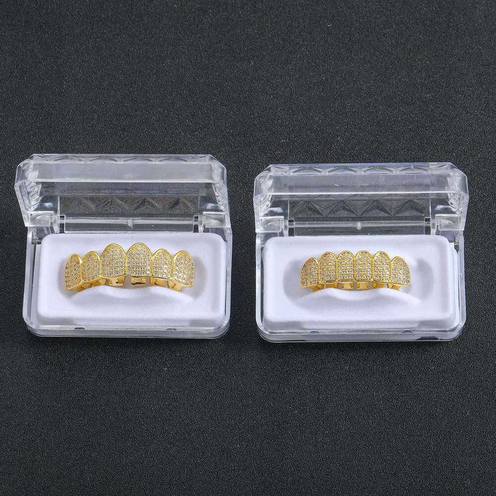 Six Teeth Micro-Paved Zircon Halloween Costume Personality Exaggerated Hip-Hop Retainer 953c