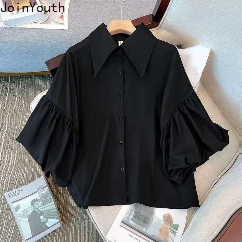 Blouse Women 2025 Blusas Mujer De Moda Chiffon Loose White Shirts Fashion Summer Short Sleeve Blouses Vintage Korean Tops 27o997