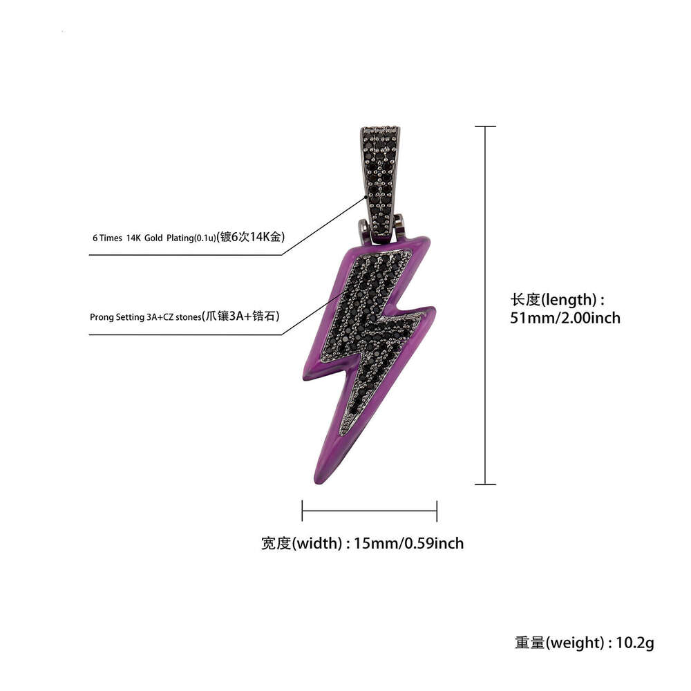 TikTok Live Colorful Full Dia Luminous Lighing Hip-Hop Pendant Men's Trendy Necklace Copper Inlaid Zircon