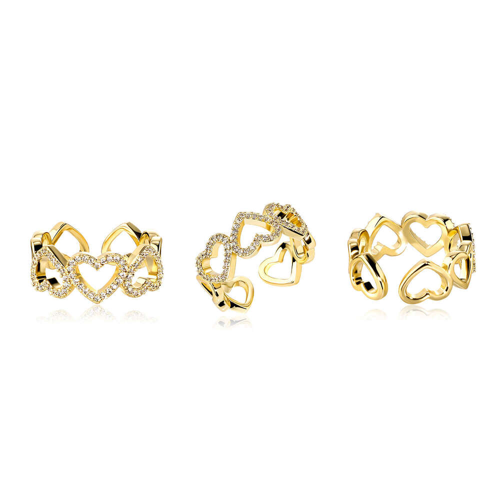 Similar Hollow Heart Zircon for Women, Simple and Elegant Open Ring, Fashionable Index Finger Ring