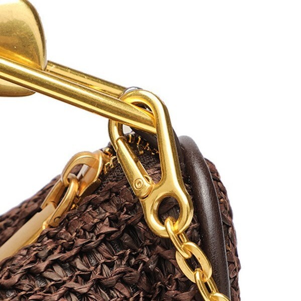 Women's Metal Handle Mini Handbag Free Shipping New Straw Woven Bag Fashionable Luxury Designer Single Shoulder Crossbody Zipper Bag