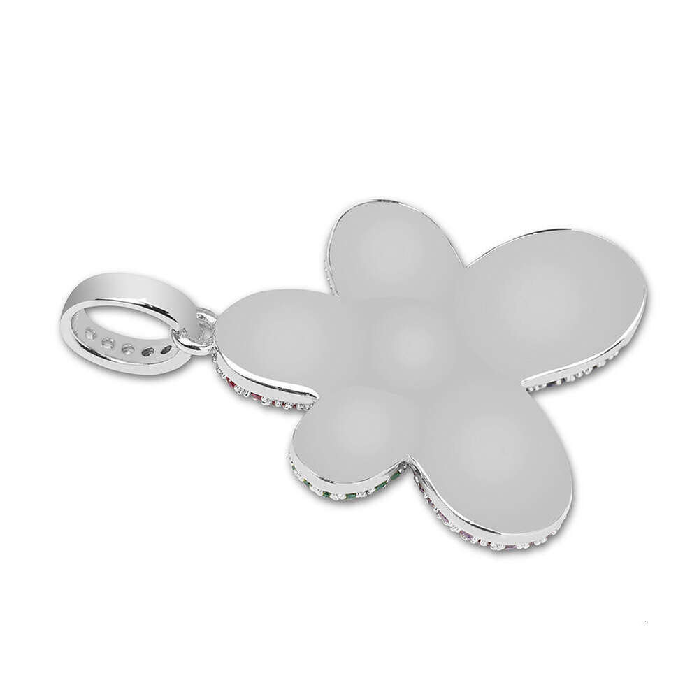 Jin Ao Hip-Hop Colorful Zircon Seven-Color Flower Pendant Necklace Unisex Rap Trendy Accessories
