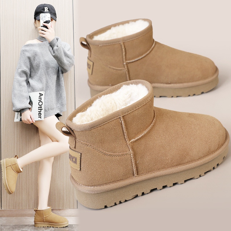 2025 free shipping designer women's winter shoes, women's new models with plush snow boots, cotton solid color sports cotton shoes black