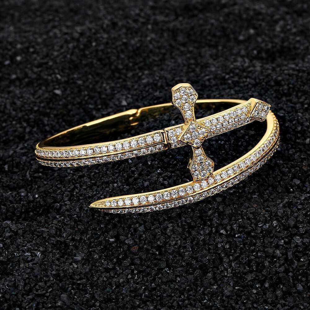 Hip Hop Sword of Justice Cross Trendy Brand Personality Men's Zircon Bracelet High-end Jewelry be3a