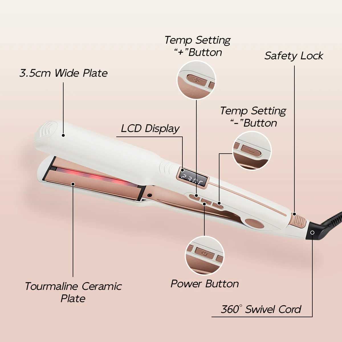 Ceramic flat iron hair straightener Rapid heat comb LCD Display Professional Hair Styling Tools curler Infrared Smooth hair careXJ250621