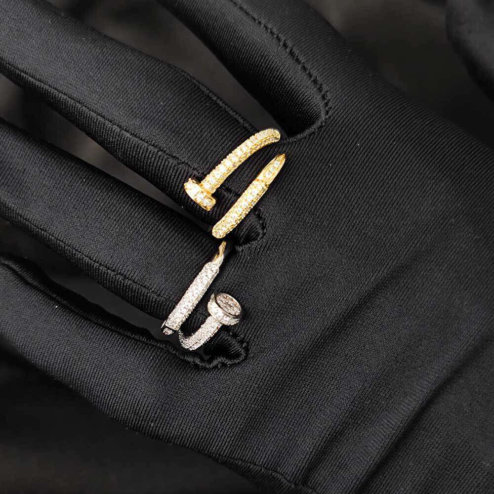 New Nail Copper Inlaid Zircon Versatile Trendy Brand Unisex Hip Hop Ring a213