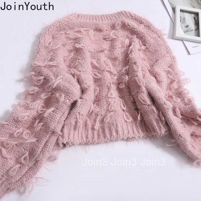 V-neck Tassel Sweet Cardigan Jackets Womens Clothing Sueter Mujer Fashion Korean Pull Femme Loose Knitting Cropped Sweater Tops
