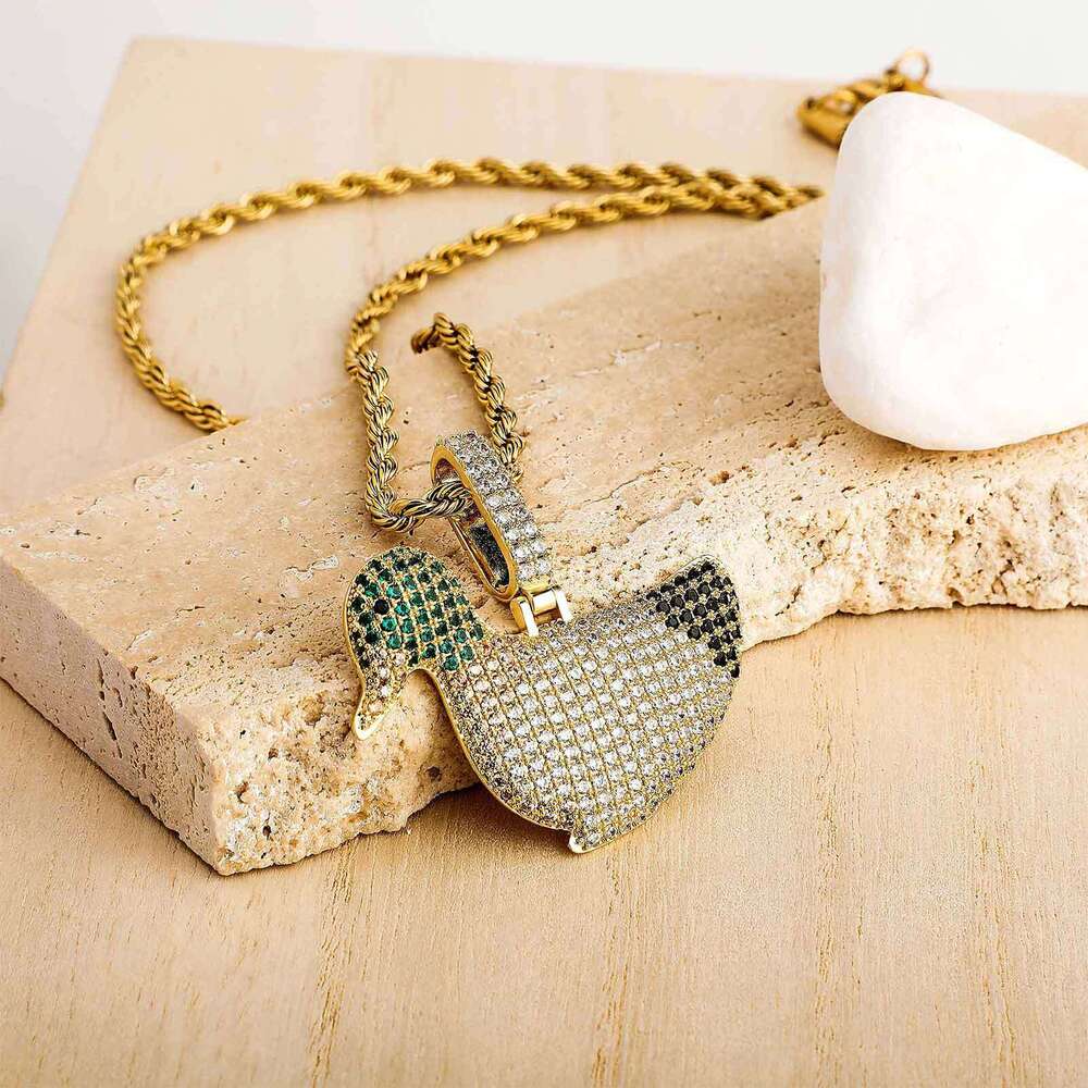 Jin Ao Personality Rap Full Dia Necklace Cute Animal Duck Pendant National Trend Hip-Hop Jewelry Versatile Accessory