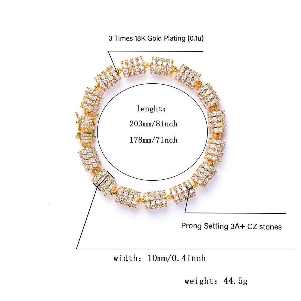 Hip Hop Jewelry Full Dia Zircon Bamboo Personality Trendy Men's Bracelet