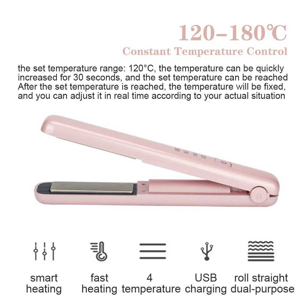 Wireless Hair Straightener Mini Curling Iron Fast Warm-up Ceramic Straightening Styling Tool Four-gear Temperature AdjustmentXJ250621