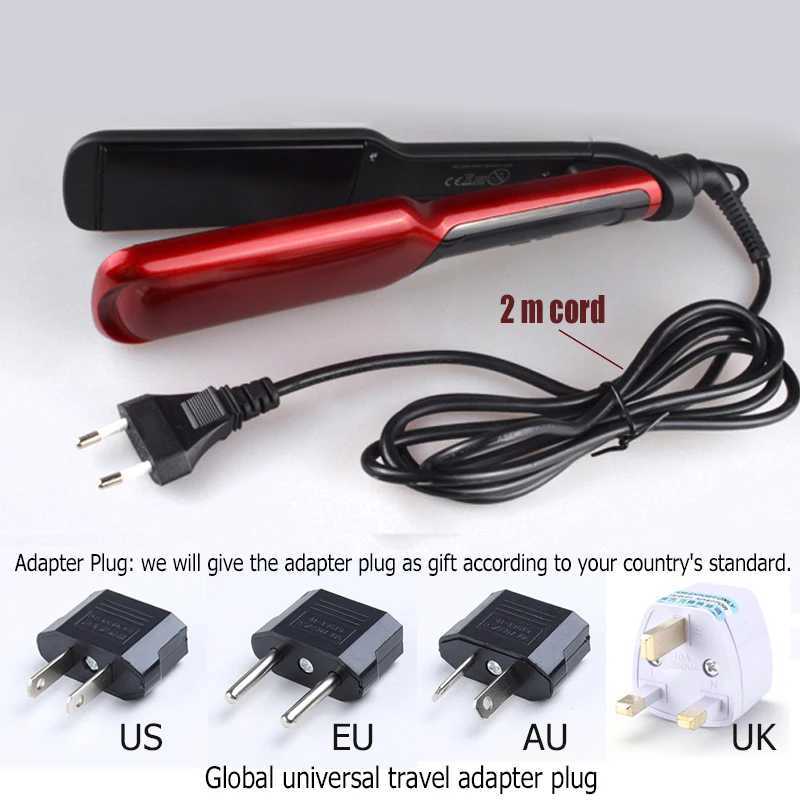 Kemei Professional Hair Straightener Irons LED Display Ceramic Flat Iron Wide Plates Chapinha Para Cabelo Adjustable TemperatureXJ250621