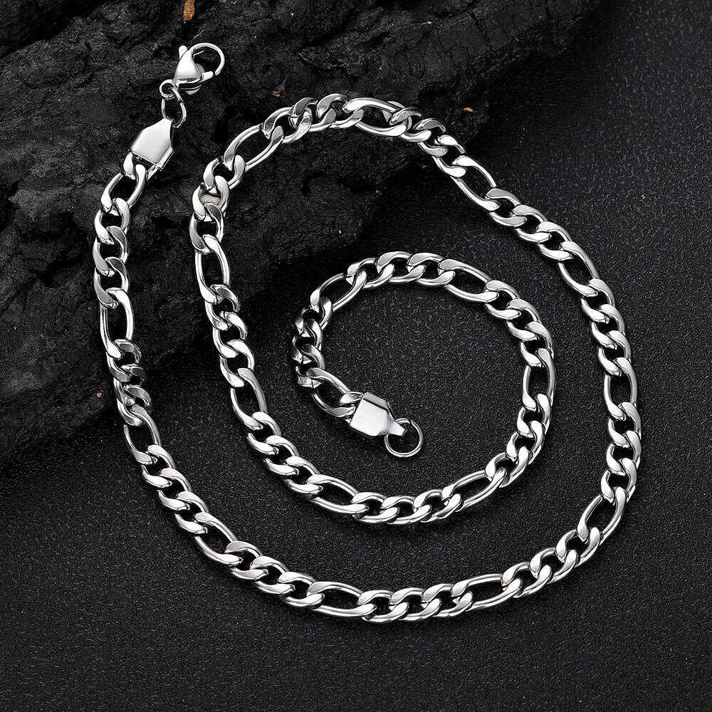 Hip Hop Lobster Clasp Stainless Figaro Chain Men's Accessories Gold Titanium Steel Necklace 18eb