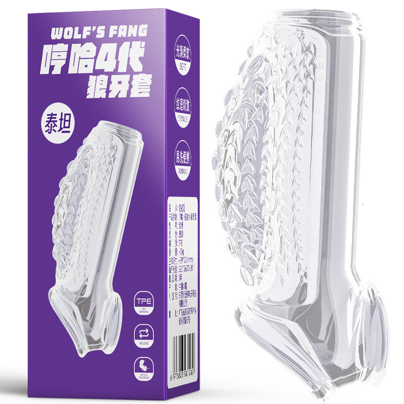 Enlargement and Thickening Locking Delay Adult Products Sexy Wearable Wolf Tooth Condoms