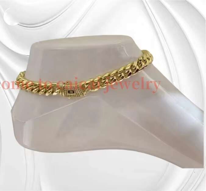 USA Trendy Anklet Bracelet Necklace Choker 14k Gold Jewelry Cuban Link Chain Gold Cuban Miami Chain 6mm -14mm Miami Chain Unisex