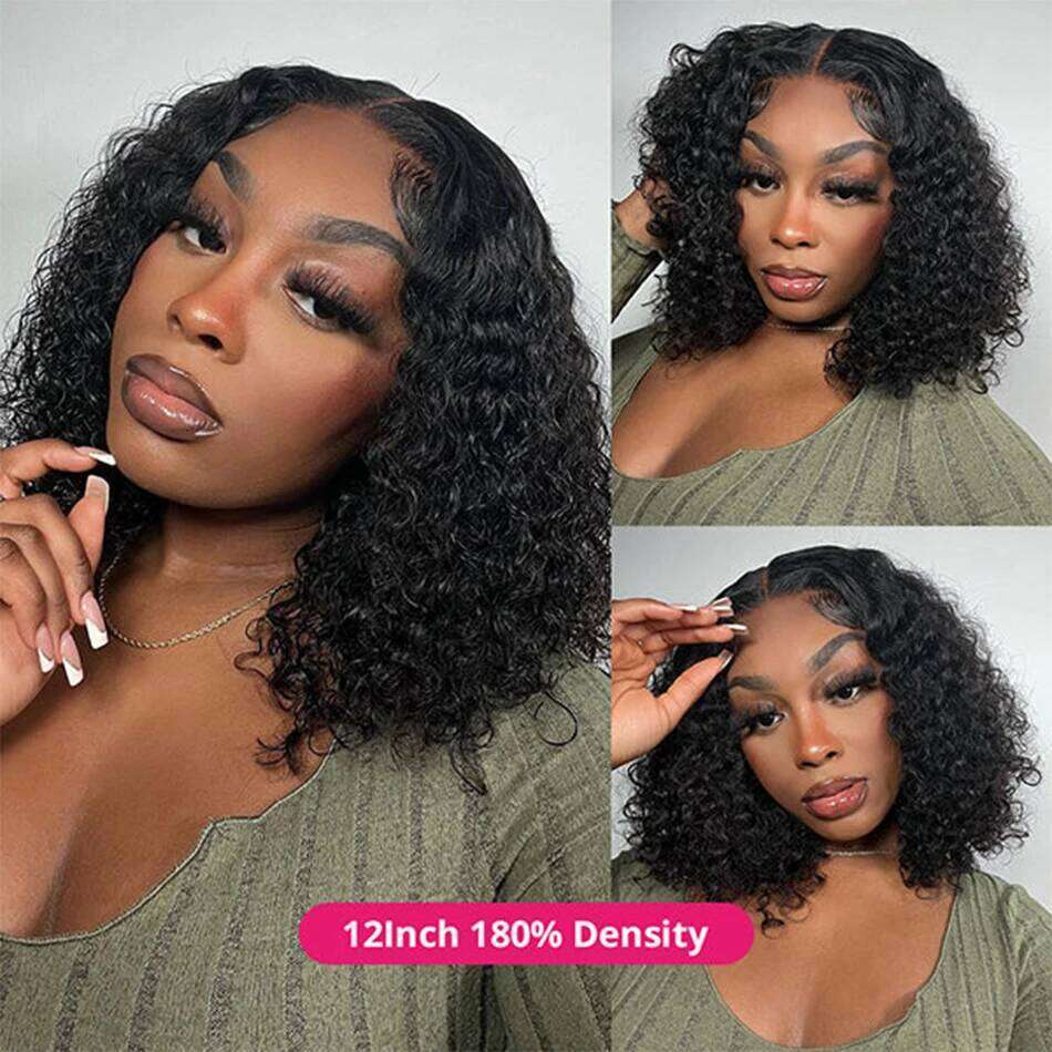 Glueless Brazilian Short Bob Kinky Curly Lace Front Human Hair Wigs 13x4 Transparent Closure Wig Cheveux Humain Perruque