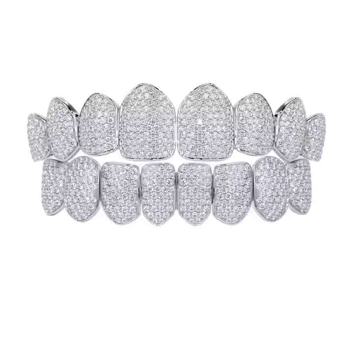 Engraved Design 10K Gold Plated Moissanite Round Cut Diamond Fine Grillz with Deep and Glossy Finish For Gifting Some One