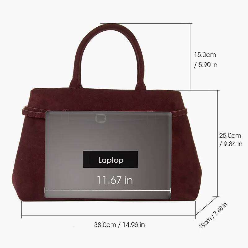 Donna-In Natural Suede Bury Handbag Large Capacity Chamois Top Handle Tote Bag For Women Work With Removable Shoulder Strap
