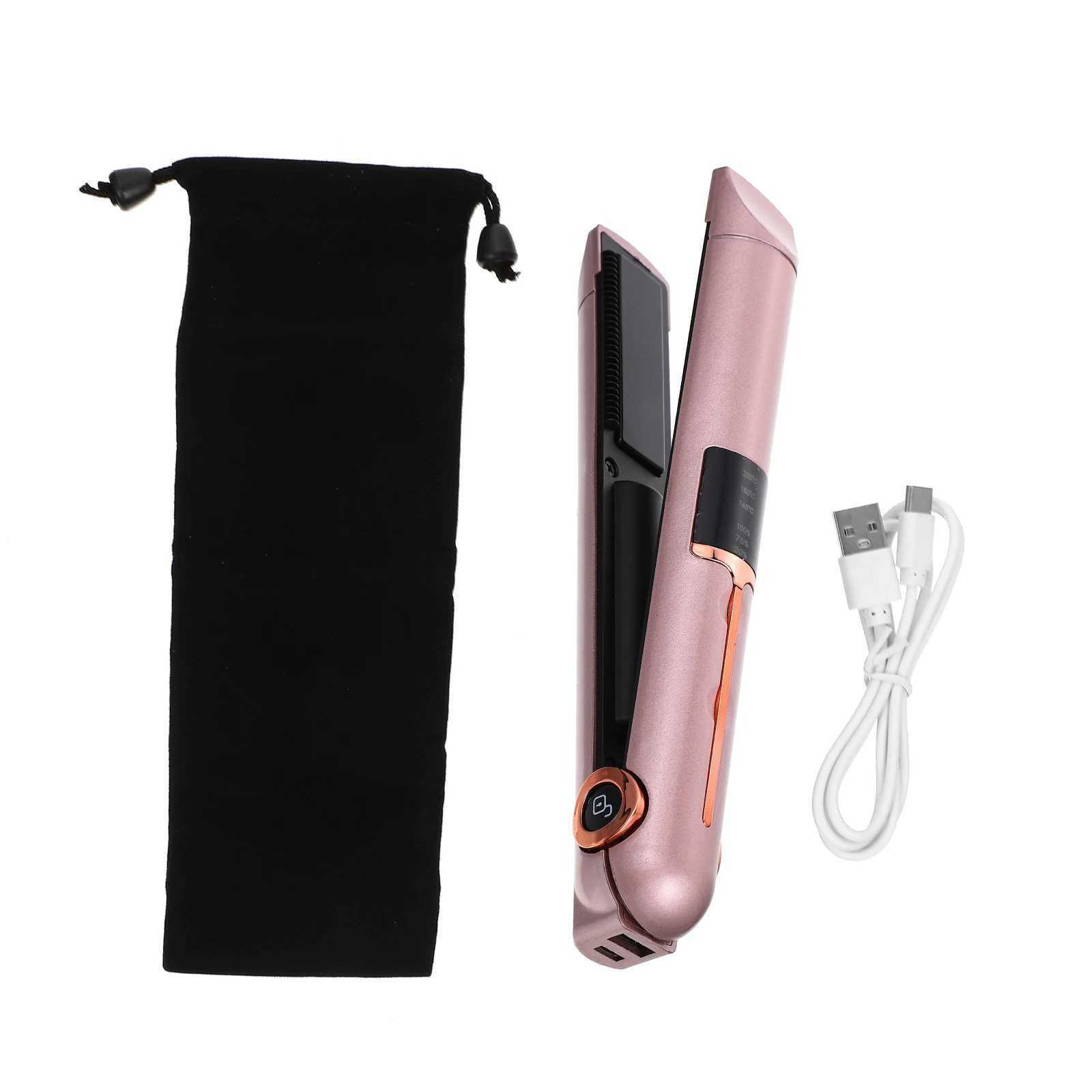 Portable Hair Straightener Curler ABS Material Cordless Rechargeable USB Travel Size Adjustable Temperature For Women Men HairXJ250621