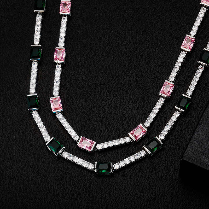 Jin Ao Fashion New Bamboo Knot Red Necklace Bracelet National Trend Rap Style Zircon Chain Unisex Summer Trendy Match