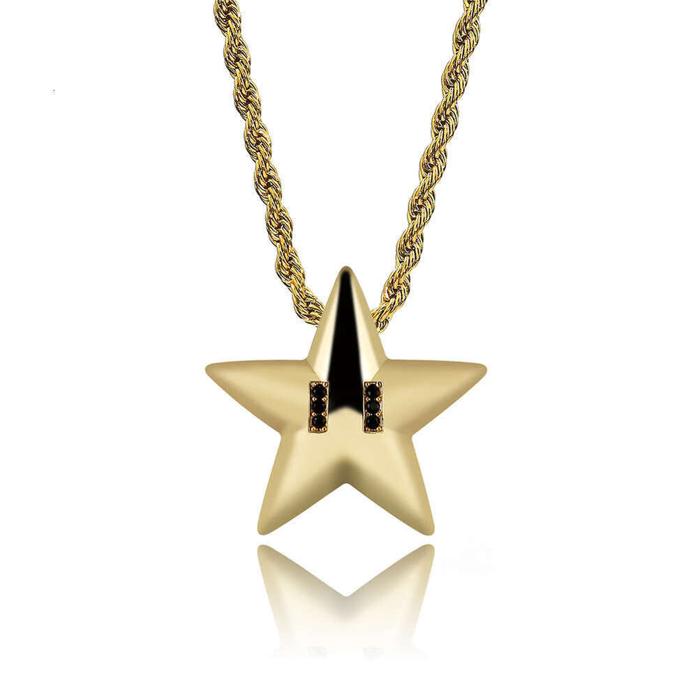 Live Streaming Hot-Selling Accessories Five-Pointed Star Hip-Hop Unisex Pendant Gold-Plated Jewelry Necklace