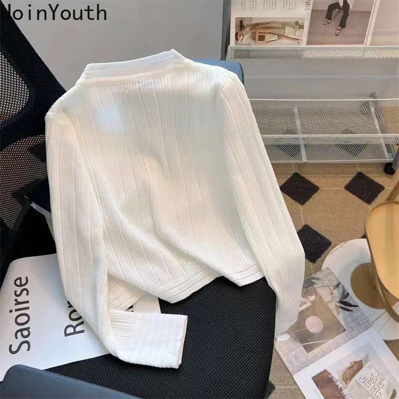 Knitted Cropped Cardigan Tops Womens Clothes Solid Color Tunic Long Sleeve Pull Femme Korean Fashion Sweater Coat Sueter Mujer