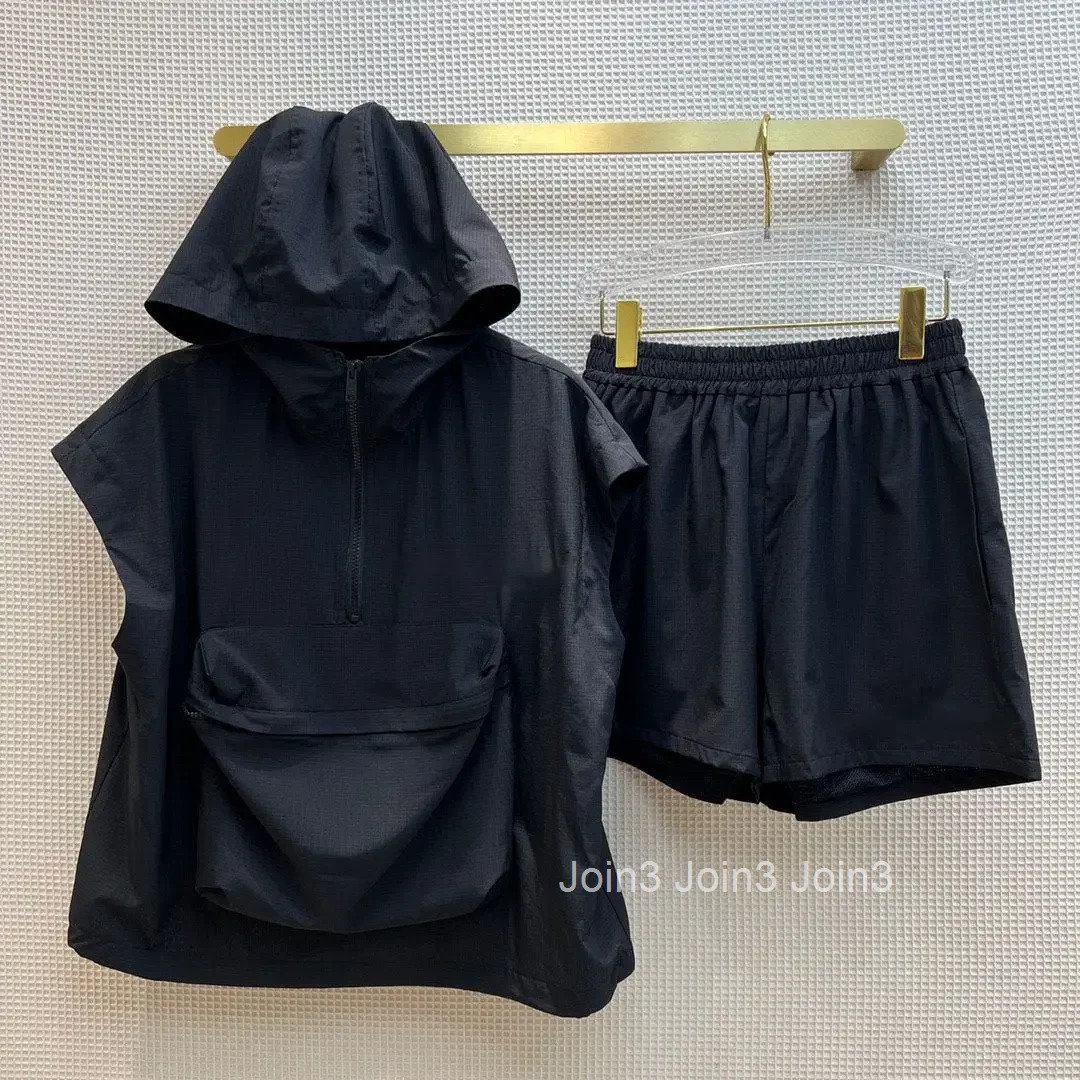Oversized Womens Clothing Two Piece Sets Sleeveless Hooded Tops High Waist Casual Shorts Suit Roupas Femme Summer Chic Y2k Set
