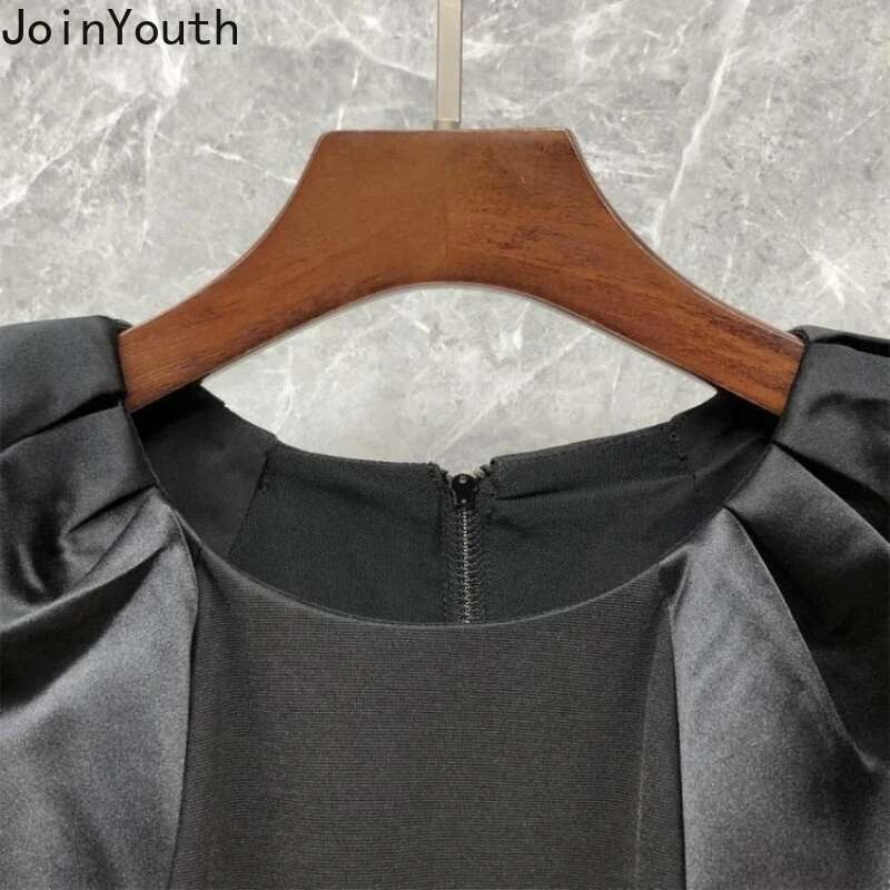 2025 Blusas Mujer De Moda Puff Sleeve O-neck Blouses for Women Fashion Korean Summer Shirts Slim Fit Zipper Temperament Tops