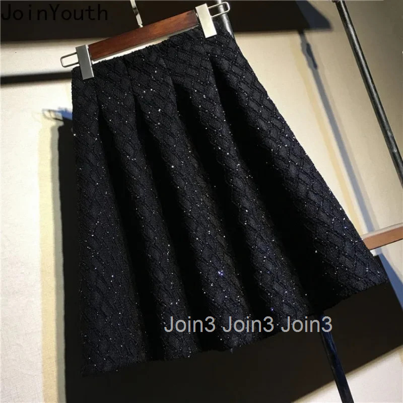 Solid Color A-line Women Skirts Vintage Fall Winter Saia High Waist Big Swing Saia 2025 Faldas De Mujer Temperament Mini Skirt