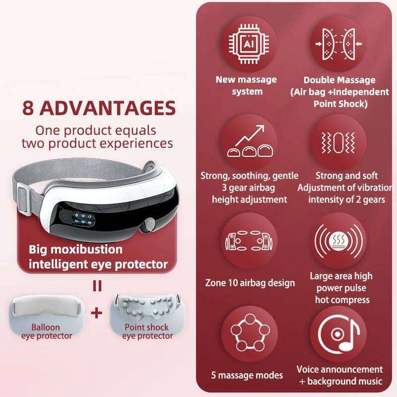 Designer Luxury Electric Massager 4D Music Hot Compress Air Bag Pressure Vibration Massage Eye Care Instrument Relief Fatigue Improve Sleep
