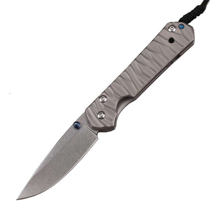 New Style Titanium Alloy Handle Wave Pattern High Hardness 9Cr13Mov Steel Stone Wash Fishing Survival knife EDC Knife