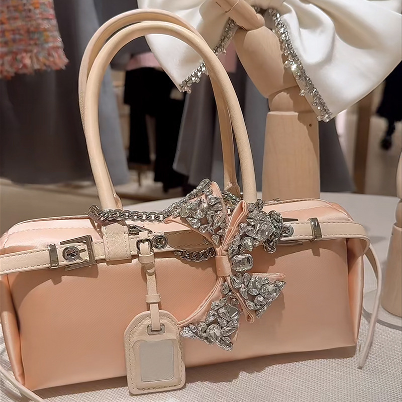 Free shipping designer bag Niche Denim Underarm Bag for Women 2025 New Solid Color Fashionable Chic Sweet Temperament with Rhinestones Crossbody Shoul