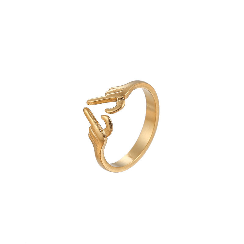 Korean And Japanese Style Couple Heart-Shaped Rings Simple Fashion Fresh Design Open Index Finger Ring
