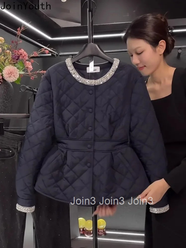 Winter Clothing Fashion Korean Parkas for Women 2025 Ropa Mujer Slim Waist Thicked Outwear Vintage Black Jackets Coats Warm Tops