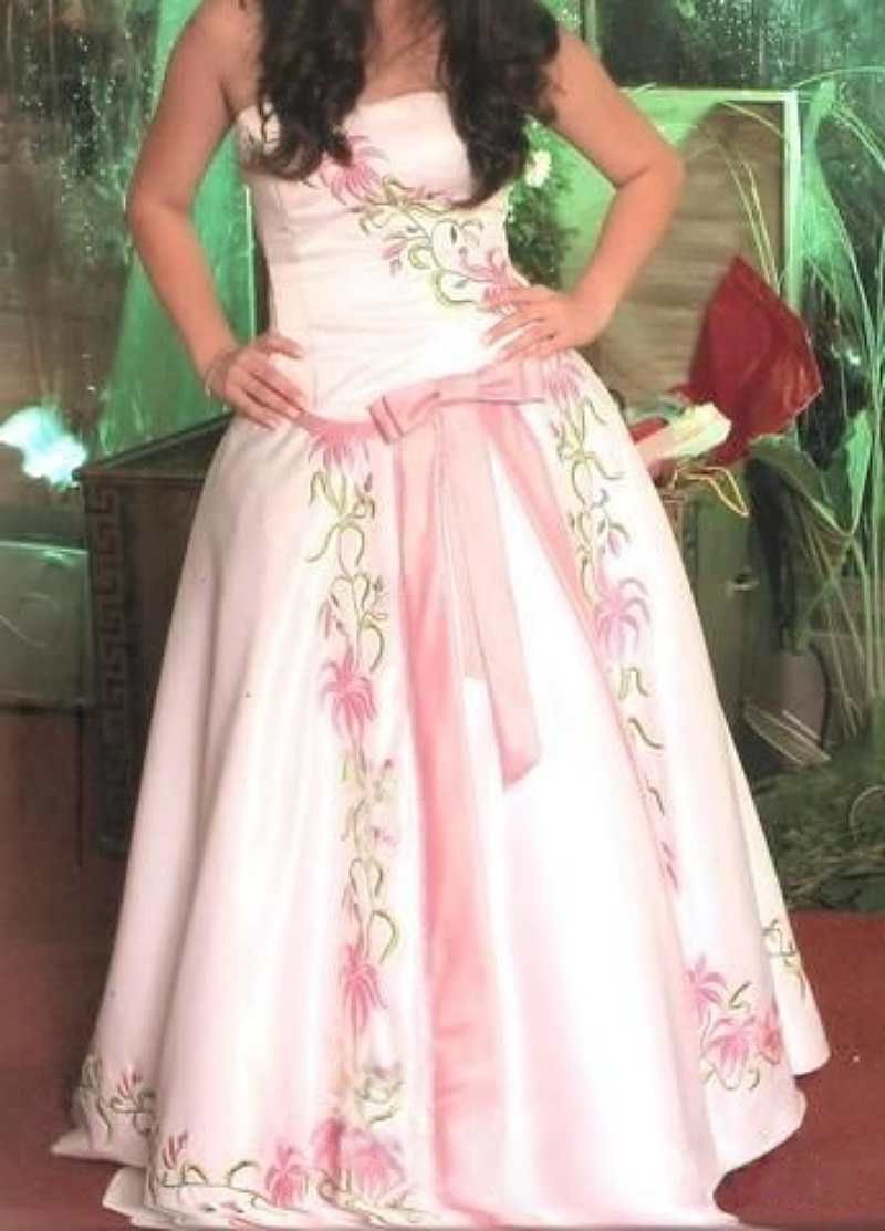 Strapless Satin A-Line Wedding Dresses Embroidery Pink Floral Long Bridal Gown Pastrol Satin Women Formal Wear 2025