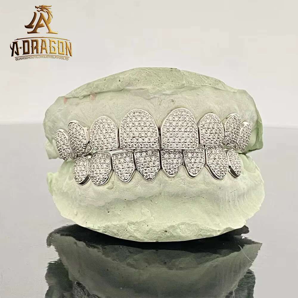 Moissanite Grillz Custom Wholesale Honeycomb Princess Cut 10K 14K18K Moissanite Diamond Grillz Hip Hop Grilliz