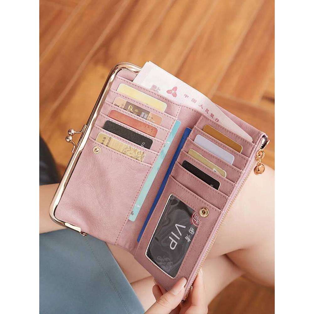 Solid Color Multi Functional Long Wallet, Vintage Clutch Coin Purse, Women's Card Holder Zipper Wallet