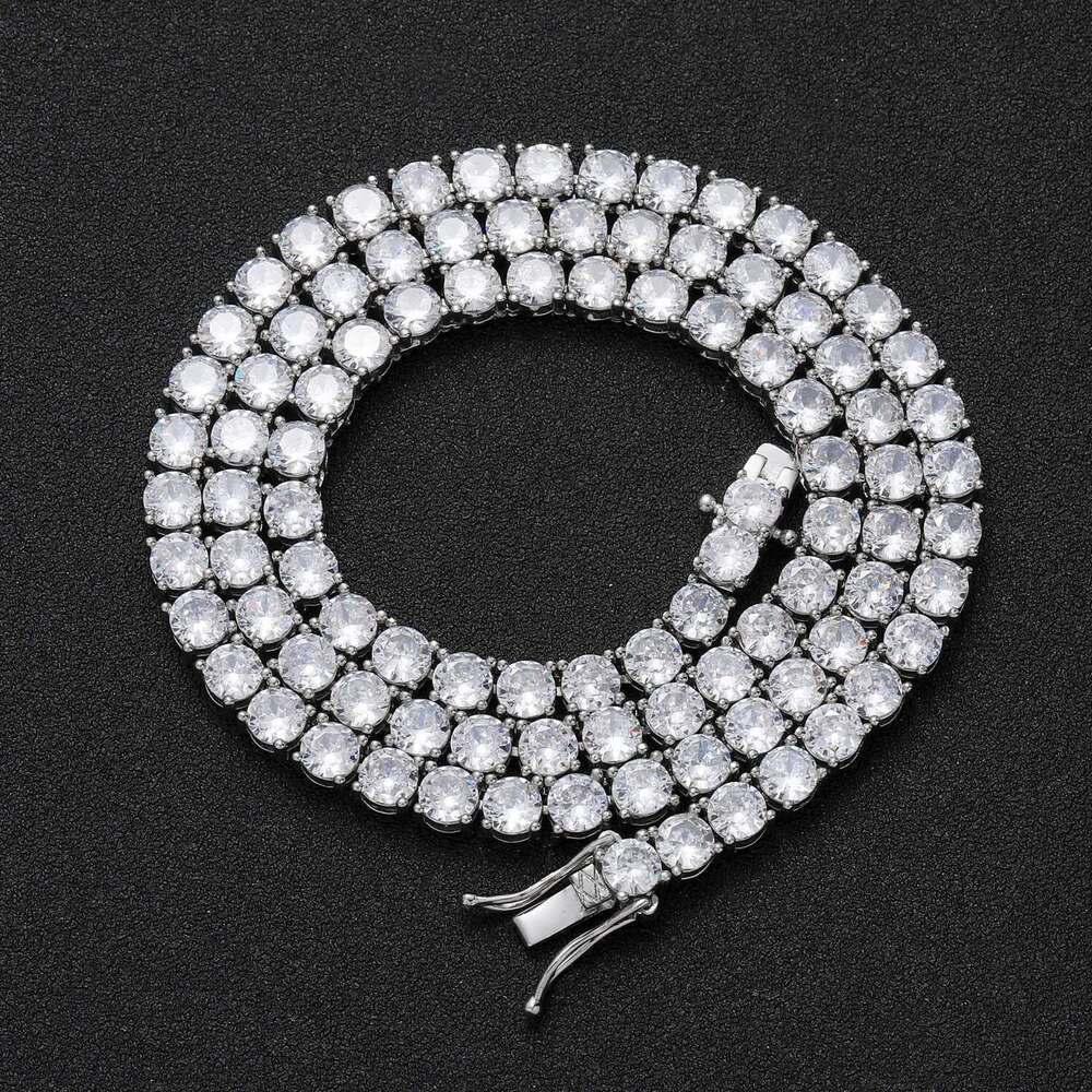 Men Hip Hop 3mm 4mm 5mm Single Row Zircon Necklace Tennis Chain 6edd