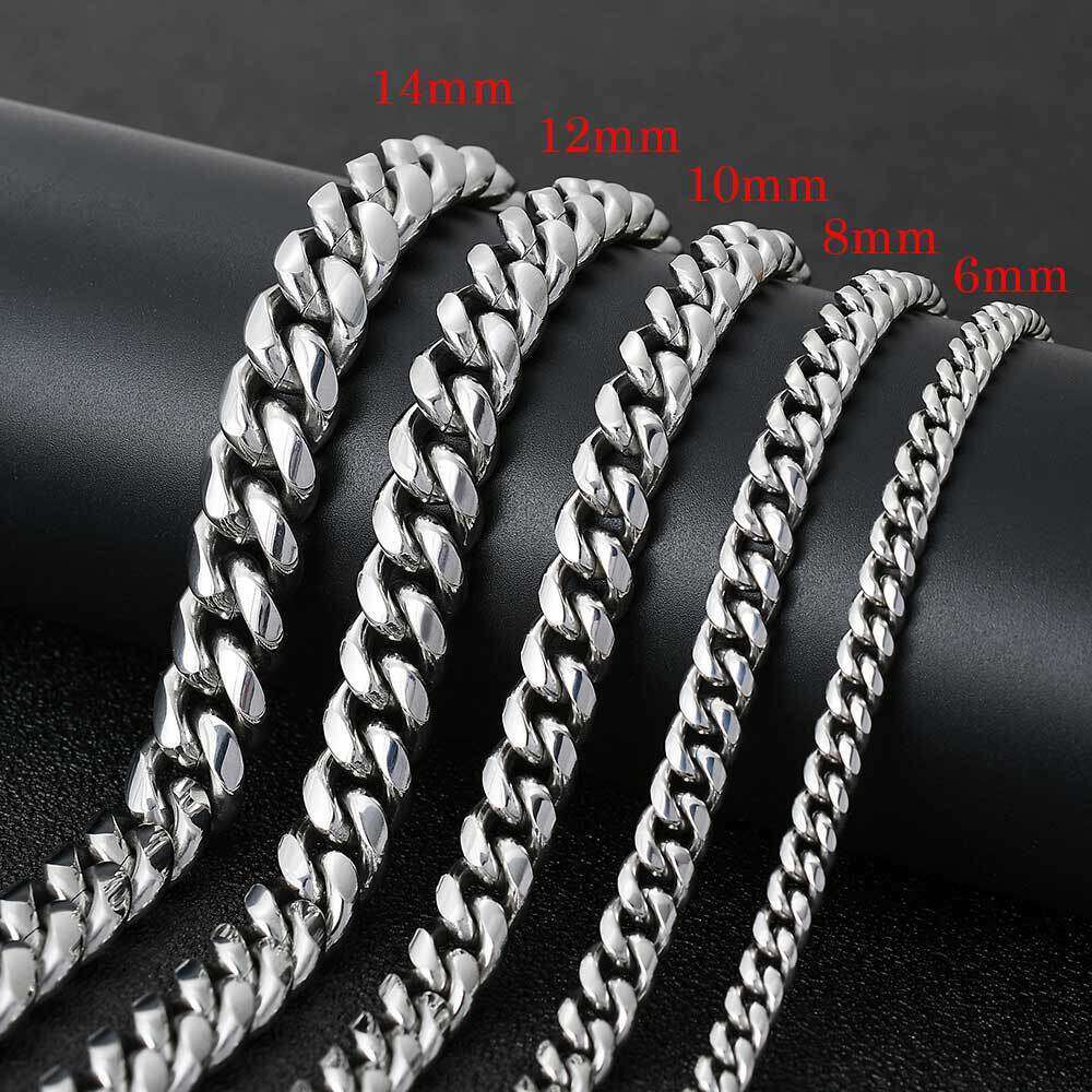 Hip Hop Buckle Stainless Steel Cuban Real Gold Plated Hand Encrypted Round Polished Men's Necklace 73a9