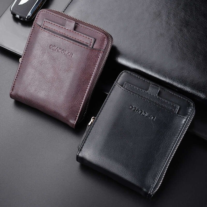 Hot Selling Men's Short Youth Personality Leather Wallet Pull Chain Card Holder Coin Purse