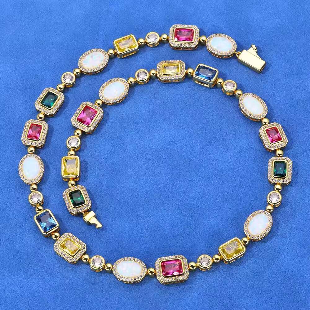 Hip Hop S925 Silver Moissanite Women High End Clavicle Chain Necklace Customizable Colorful Gemstone Jewelry Gift