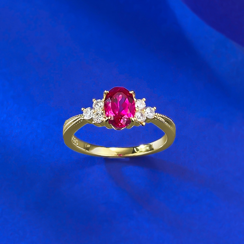Choucong Vintage Fashion Jewelry Genuine 100% 925 Sterling Silver Oval Cut Red Garnet Lab Moissanite Diamond Party Eternity Women Wedding Bridal Ring 