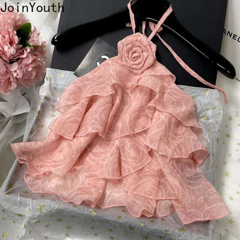 2025 Blusas Mujer De Moda Chiffon Print Blouse for Women Chic 3D Floral Loose Shirts Crop Tops Ruffles Sexy Summer Shirts 27o571