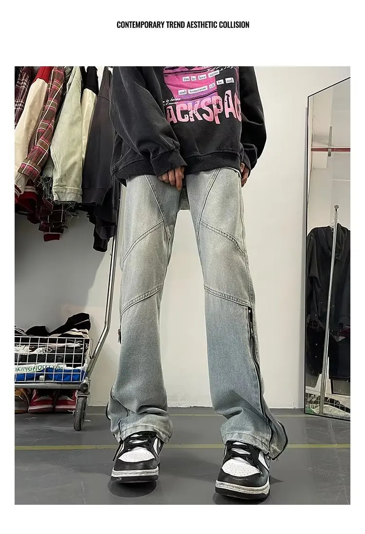 Mens Pants Men Streetwear Ripped Jeans Baggy Jean Denim Shorts Mens Trousers Wide Leg Jeans Man Y2k Clothing Flared Male Cargo 250618