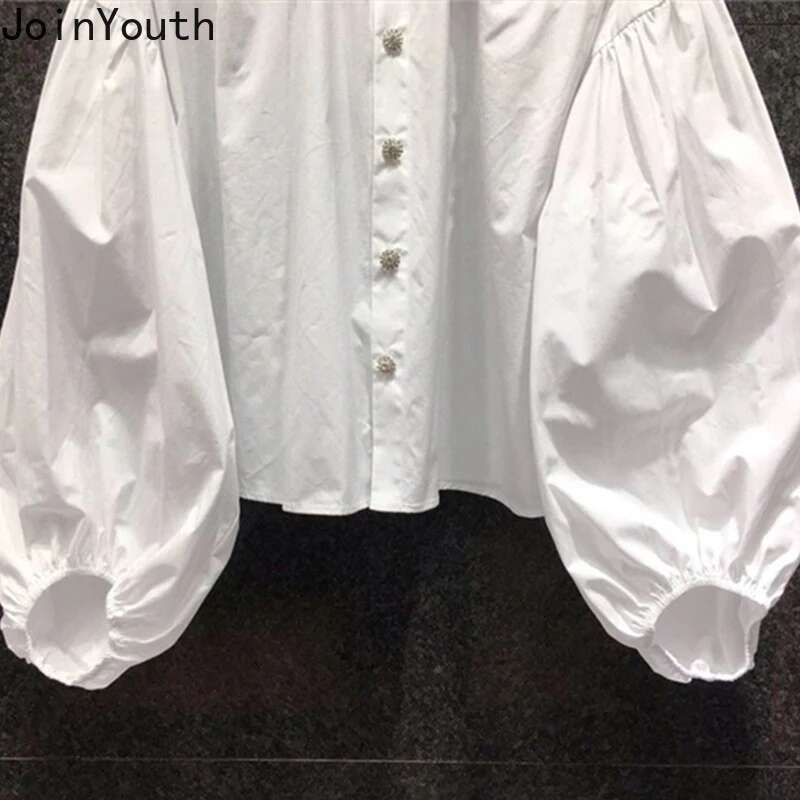 White Blouse for Women Lantern Sleeve Pater Pan Collar Shirts 2025 Blusas Mujer De Moda Fashion Vintage Temperament Blouses Tops