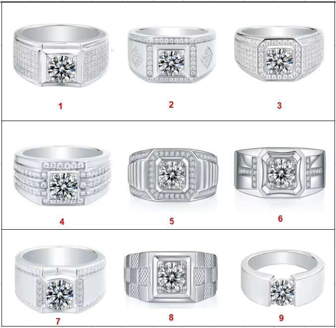 Customized Jewelry Set Gold Plated Ring Diamond Ring Sterling Silver 925 1ct Moissanite Men Ring