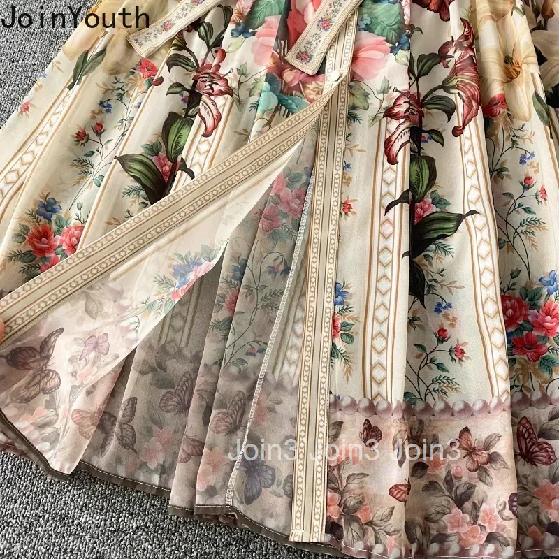 Temperament Robe Femme Vintage Long Dress Floral Big Swing Dresses Bandage Lantern Sleeve Maxi Dress Women Party Vestido