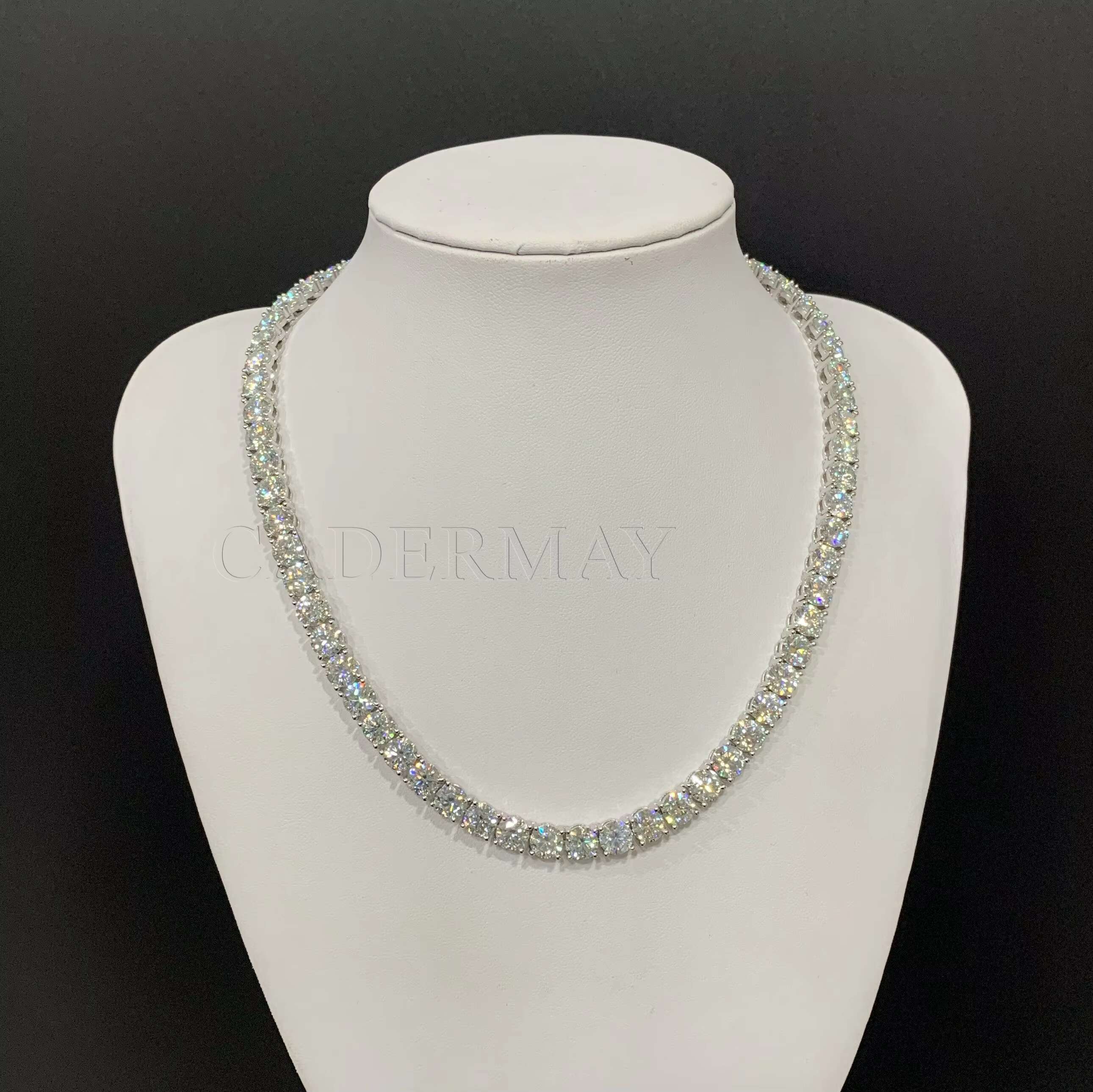 Moissanite Tennis Chain Iced Out 925 Sterling Silver 6mm D VVS Moissanite Tennis Necklace Moissanite Chain for Hip-Hop Jewelry